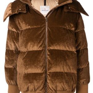 Moncler Tan Velvet Quilted Jacket